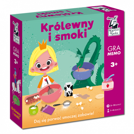 Gra memory Królewny i smoki Edgard PAP z ilustracjami bohaterów do wyszukiwania par.