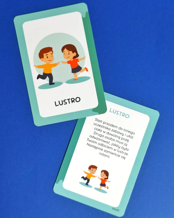 Zbliżenie na ilustrację i opis ćwiczenia z zestawu kart sensorycznych Wir (T)