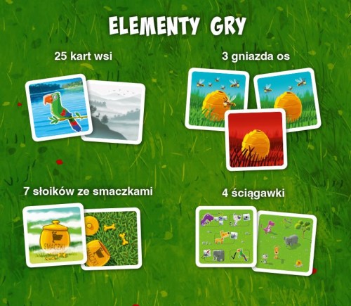 Zbliżenie na karty gry Psie smaczki z motywami zwierząt i wsi