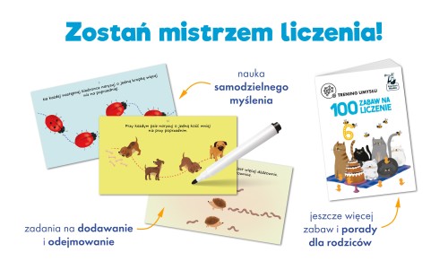 Zestaw kart ścieralnych 100 zabaw na liczenie Kapitan Nauka - widok zadań matematycznych