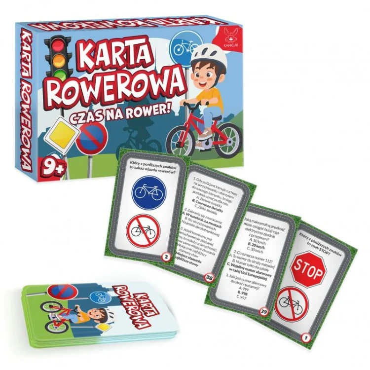 Gra edukacyjna Karta rowerowa. Czas na rower! KANGUR – widok pudełka i kart