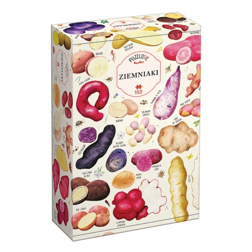 Puzzle Ziemniaki 150 elementów Bright Junior Media z estetycznymi ilustracjami różnych odmian ziemniaków