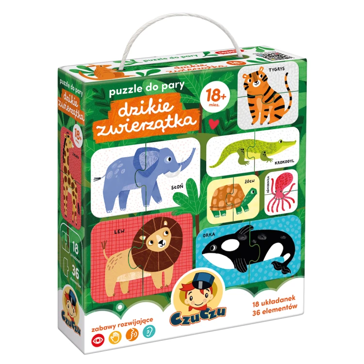 Dzikie zwierzątka Bright Junior Media, puzzle w parach dla dzieci od 18 miesięcy