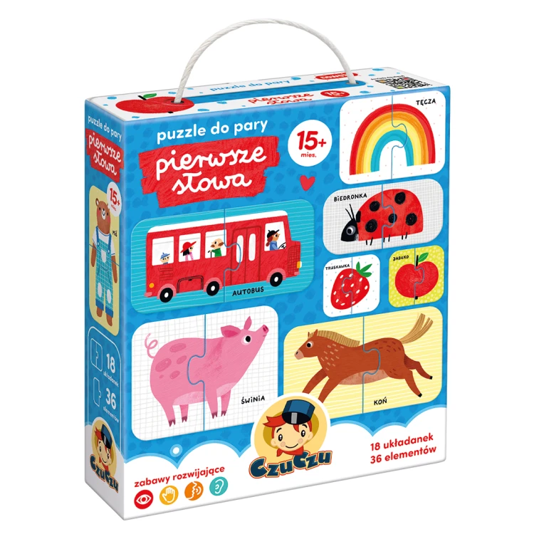 Puzzle do pary Pierwsze słowa Bright Junior Media z kolorowymi obrazkami dla dzieci 18 miesięcy