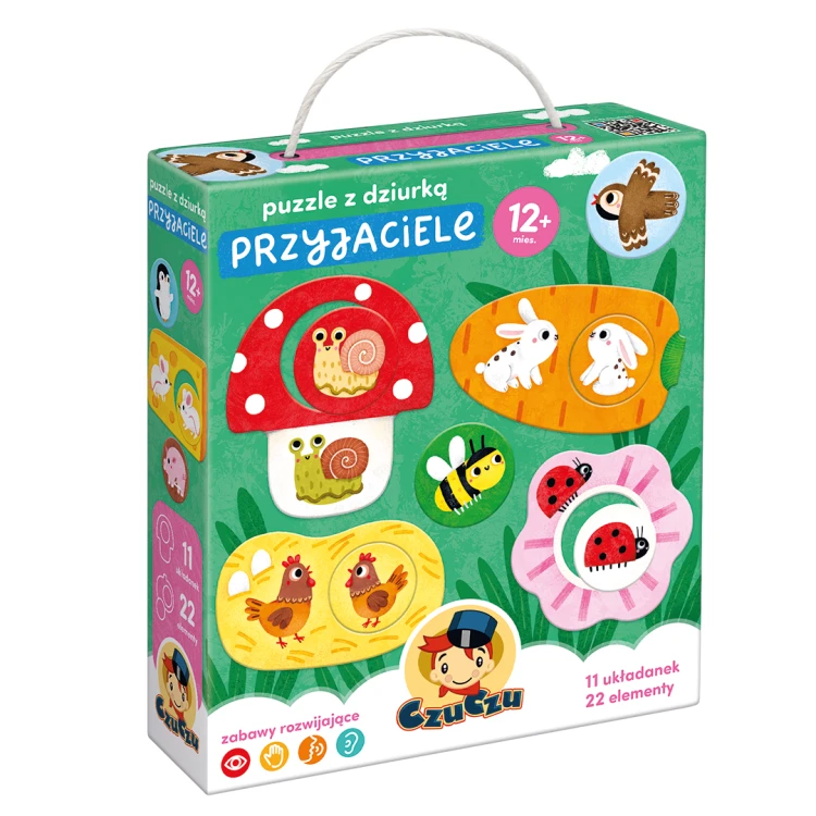 Puzzle z dziurką Przyjaciele Bright Junior Media, zestaw kolorowych układanek dla malucha