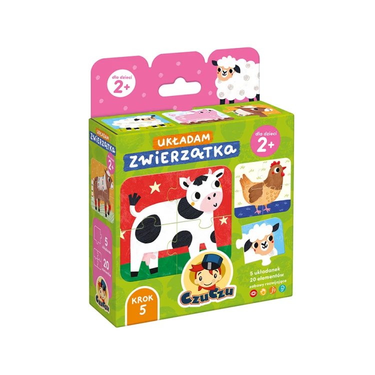 Puzzle Układam Zwierzątka Bright Junior Media - kolorowe zwierzątka na dużych puzzlach dla dzieci 2+