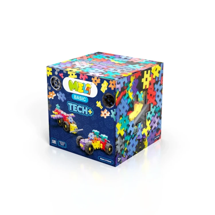 Zestaw 130 elementów klocków konstrukcyjnych Basic Tech+ MELI w opakowaniu