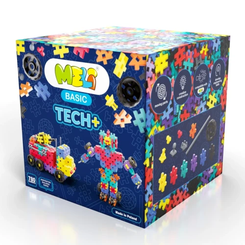 Klocki konstrukcyjne Basic Tech+ 780 elementów MELI w zestawie kolorowych klocków