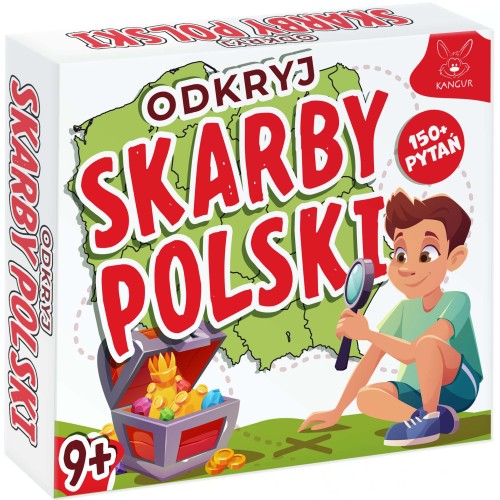 Widok planszy z mapą 14 regionów Polski w grze edukacyjnej Odkryj Skarby Polski KANGUR