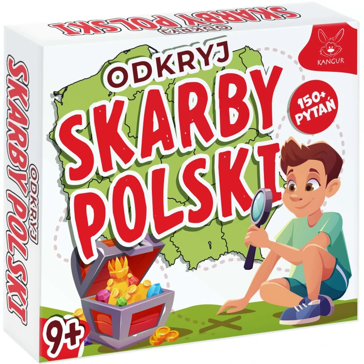 Widok planszy z mapą 14 regionów Polski w grze edukacyjnej Odkryj Skarby Polski KANGUR