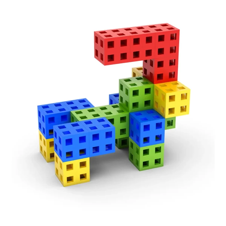 Zbliżenie na kolorowe klocki Cube EDU MELI - detale elementów konstrukcyjnych