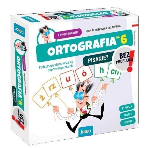 Ortografia na 6 z Profesorkiem JAWA GRY – edukacyjna gra planszowa do ćwiczenia pisowni trudnych wyrazów.