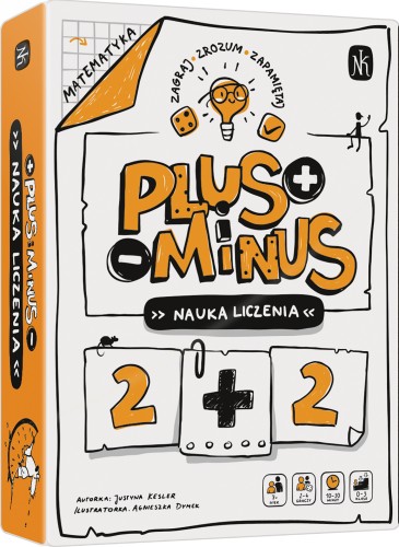Edukacyjna gra karciana Plus i Minus NASZA KSIĘGARNIA z motywem liczenia i postaciami Spryciuli