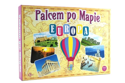 Palcem po mapie Europa gra edukacyjna ABINO z kolorową mapą Europy i kartami do gry