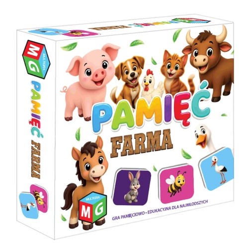 Pamięć Farma MULTIGRA, gra memory z obrazkami zwierząt z wiejskiego podwórka