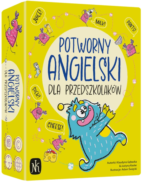 Gra edukacyjna Potworny angielski NASZA KSIĘGARNIA — plansza i elementy do nauki języka angielskiego dla dzieci 3 plus