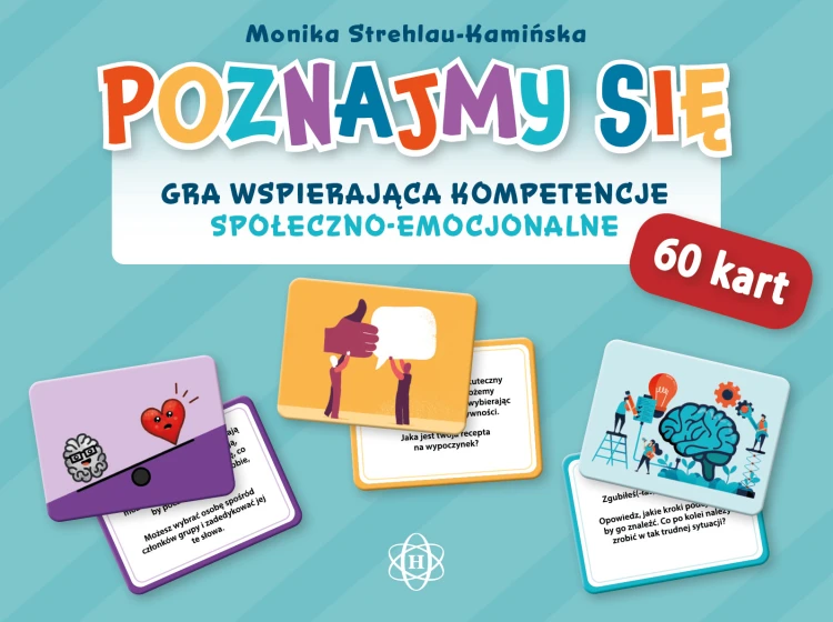 Edukacyjna gra "Poznajmy się" od Harmonia podręczniki – widok zestawu kart i instrukcji