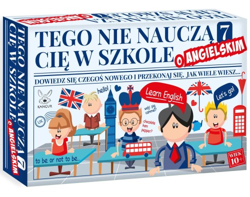 Widok 54 kart edukacyjnej gry quizowej o angielskim KANGUR w formacie 115x175 mm