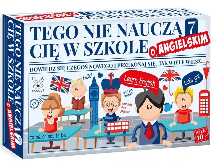 Widok 54 kart edukacyjnej gry quizowej o angielskim KANGUR w formacie 115x175 mm