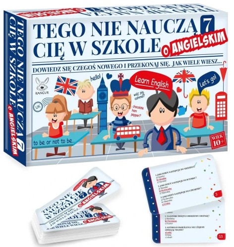 Edukacyjna gra quizowa Tego nie nauczą Cię w szkole 7 o angielskim KANGUR z 162 pytaniami na kartach