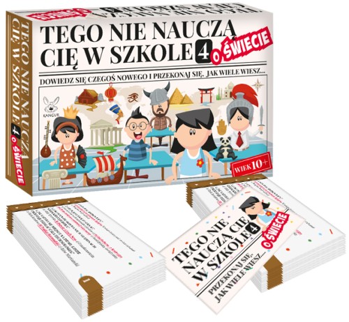 Edukacyjna gra quizowa Tego nie nauczą Cię w szkole 4: O świecie KANGUR z 216 pytaniami na kartach