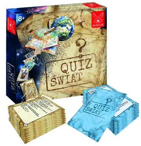 Gra edukacyjna Quiz Świat KANGUR - opakowanie i elementy gry