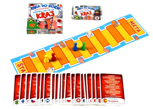 Zestaw kart i pionków do quizu geograficznego Ręka do góry! marki ALEXANDER GRY