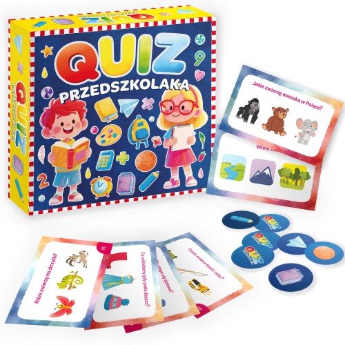 Gra edukacyjna Quiz Przedszkolaka KANGUR z pytaniami obrazkowymi dla dzieci 3+