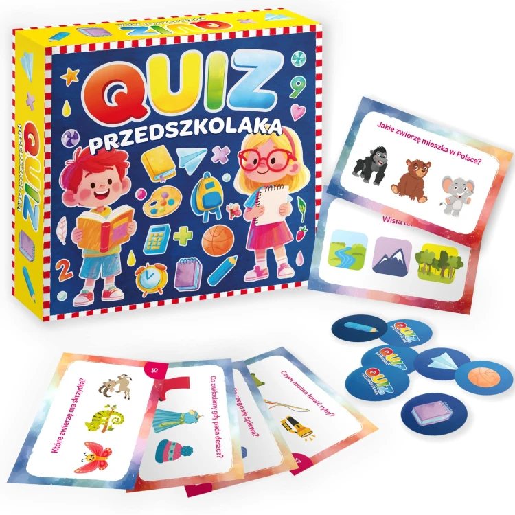 Gra edukacyjna Quiz Przedszkolaka KANGUR z pytaniami obrazkowymi dla dzieci 3+