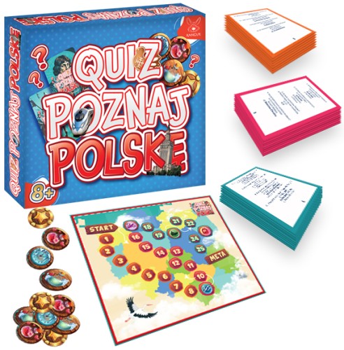 Gra edukacyjna Quiz Poznaj Polskę KANGUR - plansza i elementy do gry