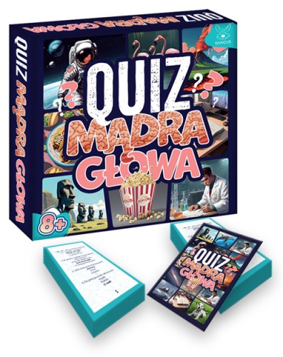 Gra edukacyjna Quiz Mądra Głowa KANGUR z ponad 200 pytaniami dla dzieci od 8 lat, widok opakowania