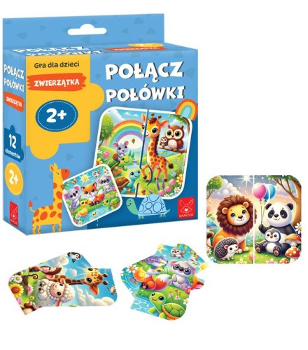 Puzzle edukacyjne Połącz połówki – Zwierzątka KANGUR, zestaw 6 układanek dla dzieci 2+