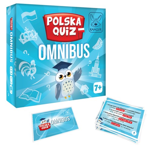 Gra edukacyjna Polska Quiz Omnibus KANGUR z 144 pytaniami i 36 kartami w pudełku