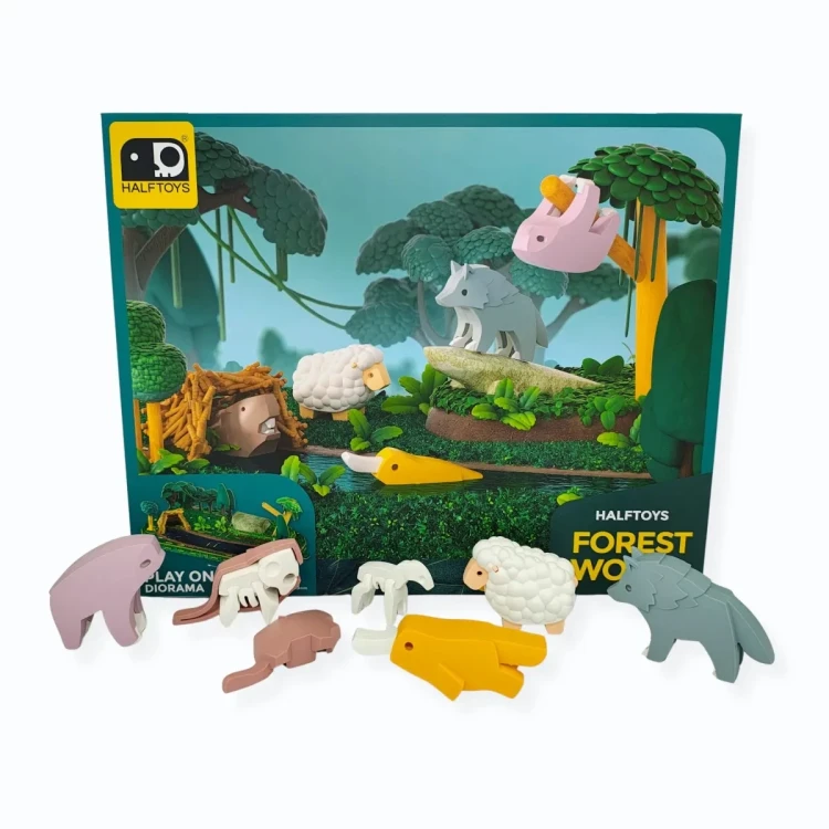 Magnetyczne figurki 3D zwierząt leśnych Half Toys z układanymi szkieletami