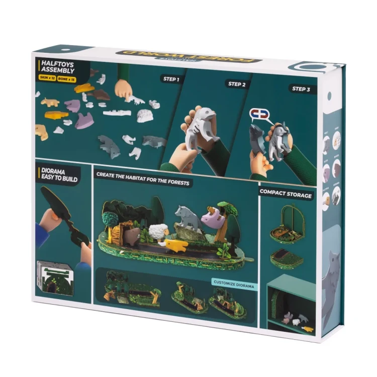 Leśna diorama i magnetyczne zwierzęta Half Toys do zabawy tematycznej