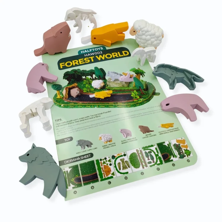 Figurki zwierząt Half Toys z częściami do magnetycznego łączenia