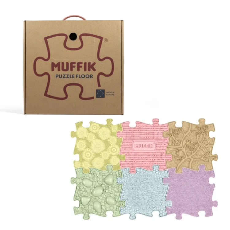 Modułowa mata sensoryczna Baby Set Pastel Muffik w pastelowych kolorach, widok z góry