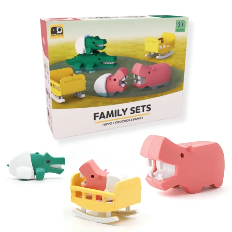 Zestaw Half Toys – magnetyczne figurki Safari z widocznym szkieletem-puzzle