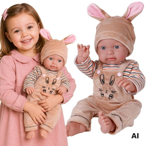 Lalka bobas 46 cm Woopie Royal w ubranku króliczka z miękkim body i bucikami