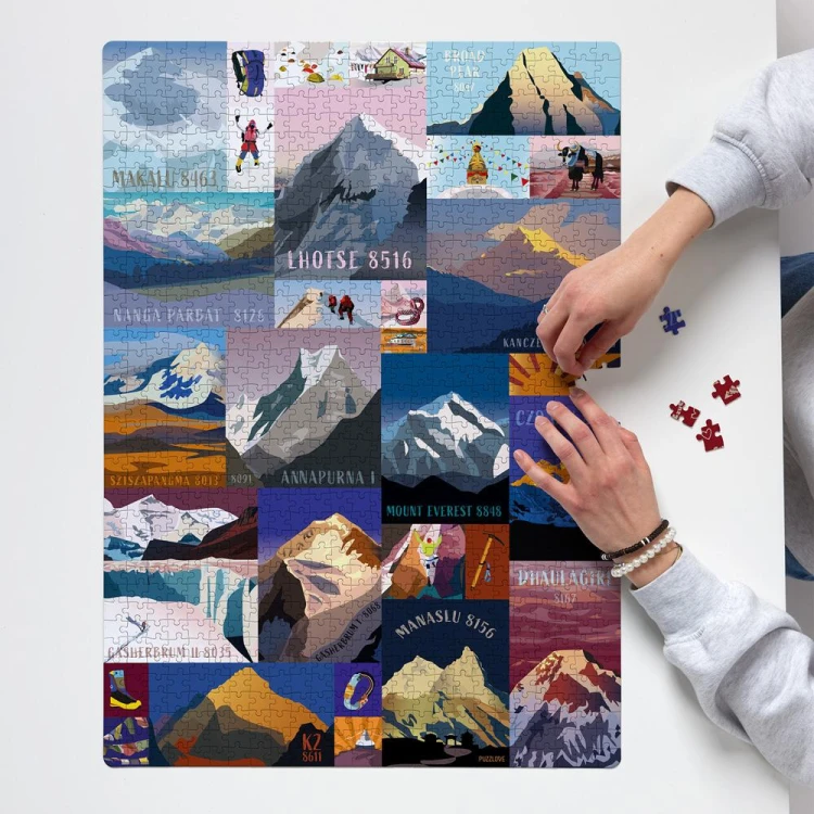 Zbliżenie na szczegóły ilustracji puzzli Puzzlove Góry 8000 m n.p.m.