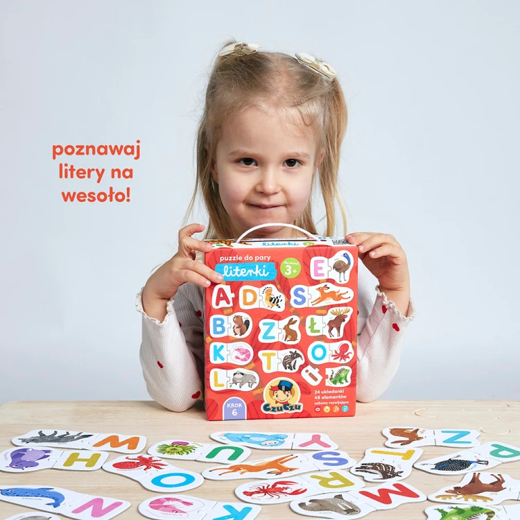 Układanie puzzli do pary Literki Bright Junior Media – edukacyjna zabawa dla dzieci 3+