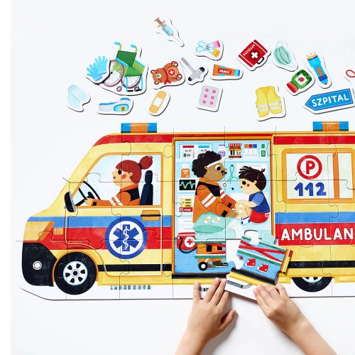 Moto puzzle Karetka Bright Junior Media - zestaw z 18 elementami do dokładania