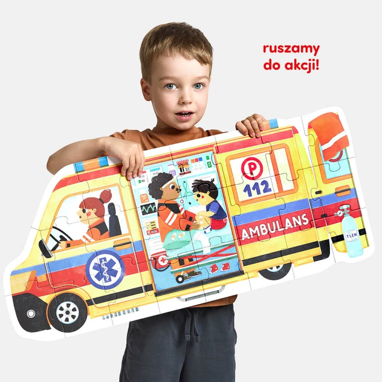 Układanka Moto puzzle Karetka Bright Junior Media - zabawa edukacyjna dla dzieci