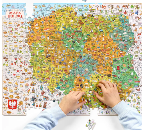 Plakat z ciekawostkami do puzzli Mapa Polski Bright Junior Media - szczegóły ilustracji