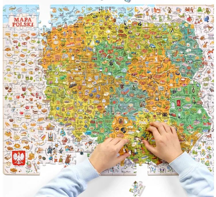 Plakat z ciekawostkami do puzzli Mapa Polski Bright Junior Media - szczegóły ilustracji