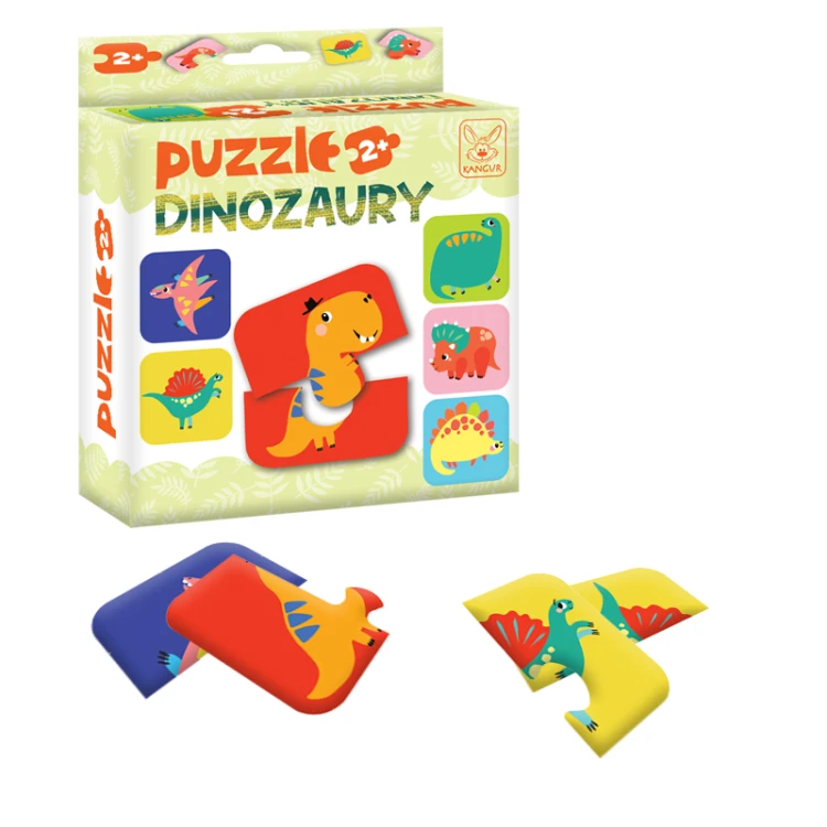 Puzzle Dinozaury 2+ KANGUR - zestaw sześciu dwuelementowych układanek z motywem dinozaurów