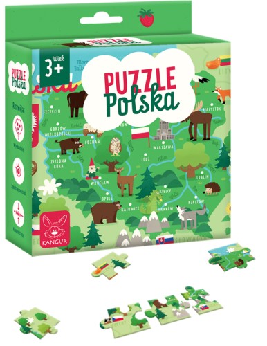 Puzzle edukacyjne Polska 30 elementów KANGUR z widokiem ułożonych elementów