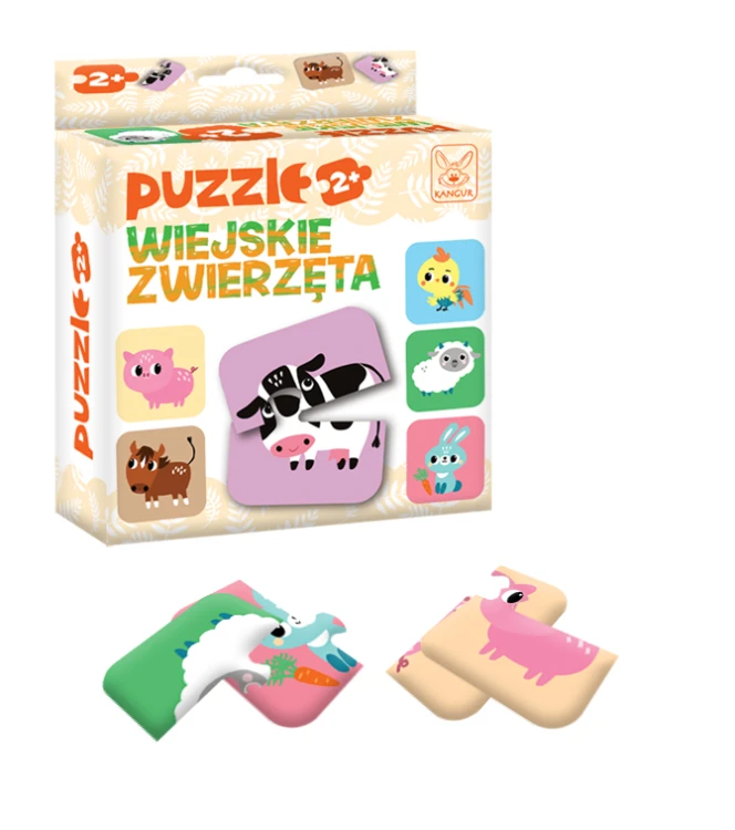 Puzzle Wiejskie Zwierzęta 6 układanek dla dzieci od 2 lat marki KANGUR