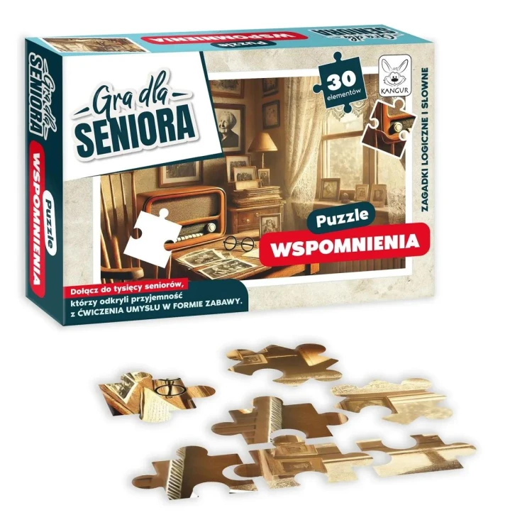 Puzzle Wspomnienia dla seniora 30 elementów KANGUR - opakowanie i wzór