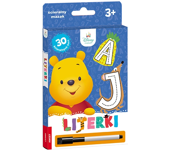 Ścieralne karty z mazakiem Disney Maluch. Literki – zestaw edukacyjny AMEET dla dzieci